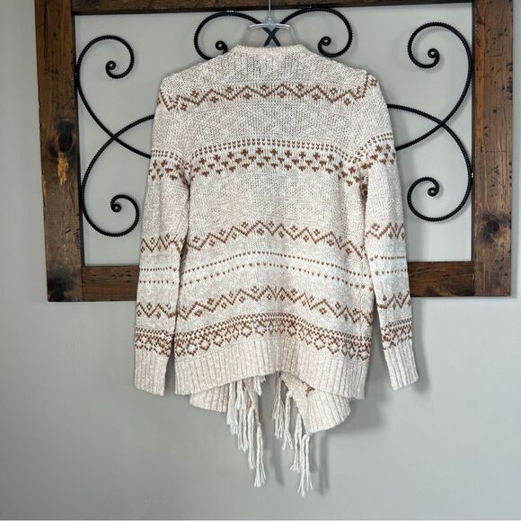 Old Navy Fringed Cotton Blend Southwestern Boho Waterfall Cardigan Sweater - Picture 8 of 14